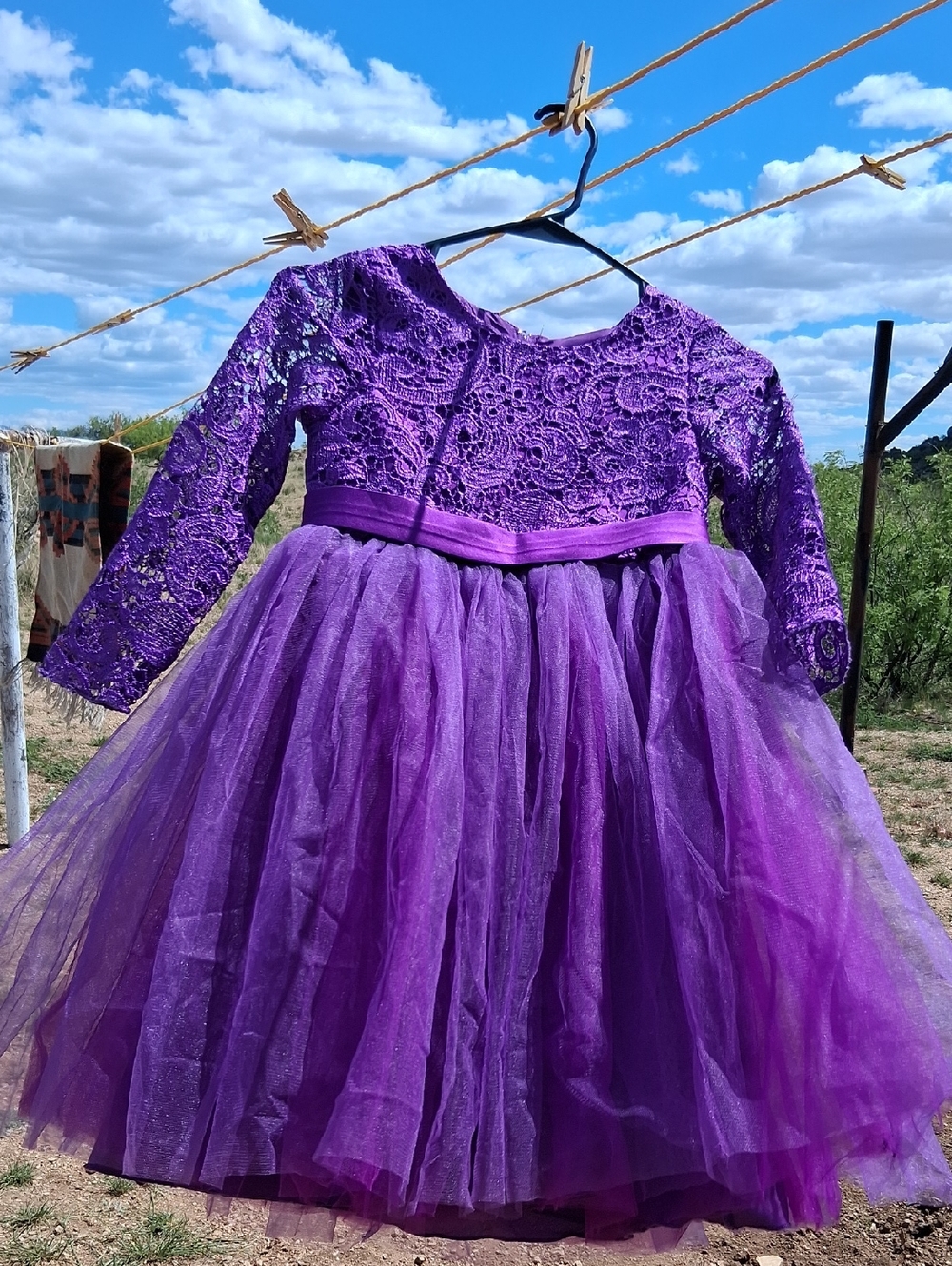 Source Unknown Purple Lace & Tulle Formal Dress for Girls